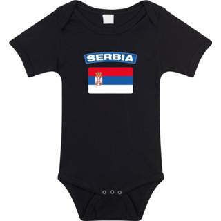 👉 Serbia baby rompertje met vlag zwart jongens en meisjes - Kraamcadeau - Babykleding - Servie landen romper