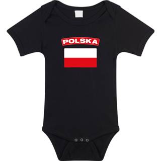 👉 Polska baby rompertje met vlag zwart jongens en meisjes - Kraamcadeau - Babykleding - Polen landen romper