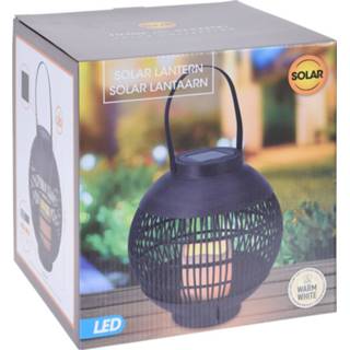 👉 Lantaarn zwarte One Size zwart ronde solar 24 cm - Tuinverlichting Tuinlampen Solarlampen op zonne-energie 8719987353147