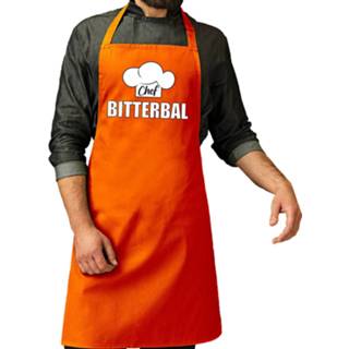 👉 Bitterbal oranje One Size mannen Chef schort / keukenschort voor heren - kookschorten keuken Koningsdag/ Nederland/ EK/ WK 8720576355336