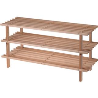 Schoenenrek houten One Size bruin schoenenrek/schoenenstandaard 3-laags 77 x 26 40 cm - Schoenen opbergen 8719987090370