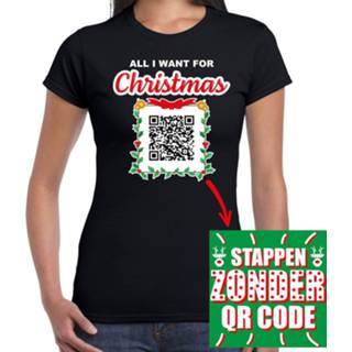 👉 Kerst QR code kerstshirt All I want: Stappen zonder QR code dames zwart - Bellatio Christmas sweaters