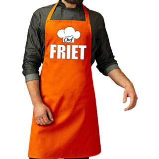 👉 Schort oranje One Size mannen Chef friet / keukenschort voor heren - kookschorten keuken Koningsdag/ Nederland/ EK/ WK 8720576354681