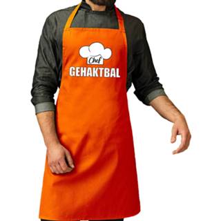 👉 Schort oranje One Size mannen Chef gehaktbal / keukenschort voor heren - kookschorten keuken Koningsdag/ Nederland/ EK/ WK 8720576355015