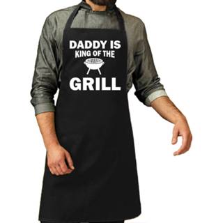 Grill zwart One Size mannen Daddy king of the barbecue cadeau katoenen schort voor heren - kado / keukenschorten Vaderdag 8720576351161
