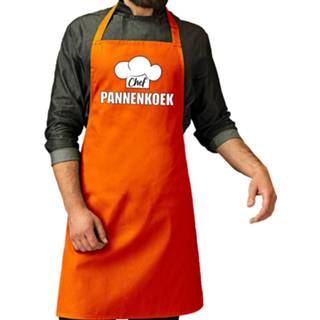 👉 Schort oranje One Size mannen Chef pannenkoek / keukenschort voor heren - kookschorten keuken Koningsdag/ Nederland/ EK/ WK 8720576355138