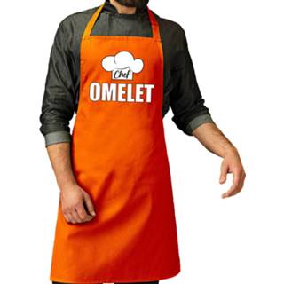 👉 Schort oranje One Size mannen Chef omelet / keukenschort voor heren - kookschorten keuken Koningsdag/ Nederland/ EK/ WK 8720576354896
