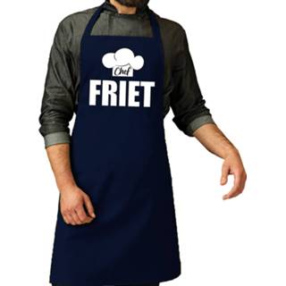 👉 Schort One Size marine mannen Chef friet / keukenschort navy voor heren - kookschorten keuken 8720576354612