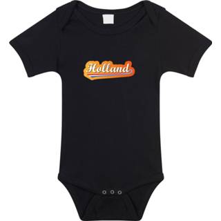 👉 Zwart fan romper voor babys - Holland met Nederlandse wimpel - Nederland supporter - EK/ WK romper / outfit