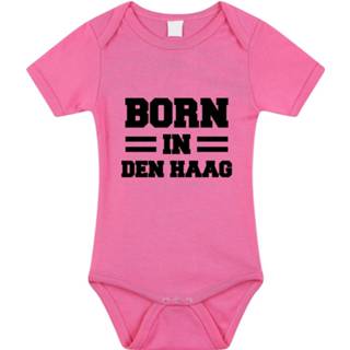 👉 Born in Den Haag tekst baby rompertje roze meisjes - Kraamcadeau - Den Haag geboren cadeau