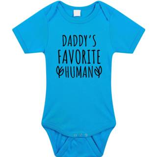 👉 Daddys favourite human tekst baby rompertje blauw jongens - Kraamcadeau - Vaderdag - Babykleding