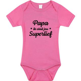 👉 Papa superlief tekst baby rompertje roze meisjes - Kraamcadeau/ Vaderdag cadeau - Babykleding