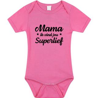 👉 Mama superlief tekst baby rompertje roze meisjes - Kraamcadeau/ Moederdag cadeau - Babykleding