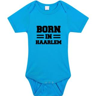 👉 Born in Haarlem tekst baby rompertje blauw jongens - Kraamcadeau - Haarlem geboren cadeau