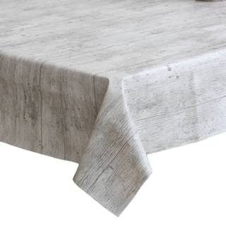 👉 Tafelzeil wit grijs houten Tafelzeil/tafelkleed White Wash/grijs Planken 140 X 220 Cm - Tafelzeilen 8720576338384