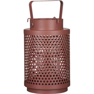 👉 Lantaarn roze Ijzeren Lantaarn/windlicht Kaarshouder Oud 18,5 X 12 Cm - Lantaarns 8718861744286