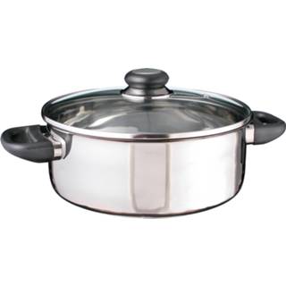 👉 Kookpan RVS One Size zilver Set van 2x stuks kookpannen / pannen met glazen deksel 24 cm - aardappelpan Koken Keukengerei 8720576471593