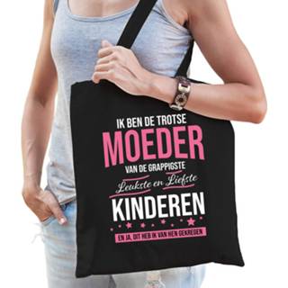 👉 Zwart One Size kinderen vrouwen Trotse moeder / cadeau tas voor dames - kado tasje shopper Moederdag 8720576445242