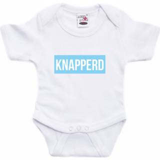 👉 Knapperd tekst baby rompertje blauw/wit jongens - Kraamcadeau - Babykleding