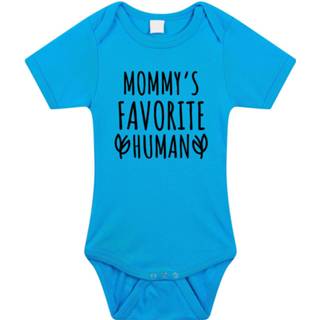 👉 Mommys favourite human tekst baby rompertje blauw jongens - Kraamcadeau/ Moederdag - Babykleding