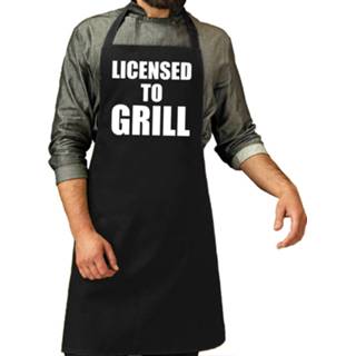 👉 Grill zwart One Size mannen Barbecueschort Licensed to heren - Keukenschort heren/ Cadeau verjaardag/ vaderdag 8720576451014