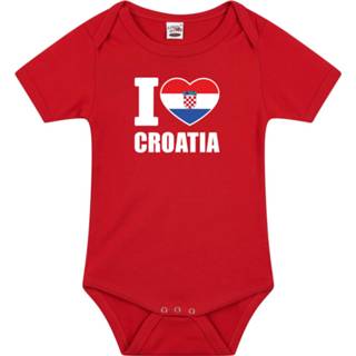 👉 Rompertje rood One Size GeenKleur baby's jongens meisjes I love Croatia baby en - Kraamcadeau Babykleding Kroatie landen romper 8720576517901