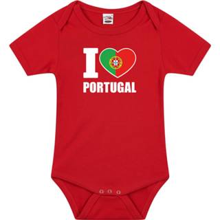 Rompertje rood One Size GeenKleur baby's jongens meisjes I love Portugal baby en - Kraamcadeau Babykleding landen romper 8720576518601