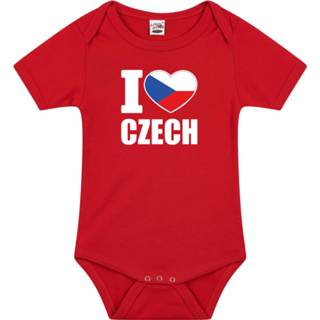 👉 Rompertje rood One Size GeenKleur baby's jongens meisjes I love Czech baby en - Kraamcadeau Babykleding Tsjechie landen romper 8720576517383