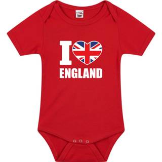 👉 Rompertje rood One Size GeenKleur baby's jongens meisjes I love England baby en - Kraamcadeau Babykleding Verenigd Koninkrijk landen romper 8720576518250