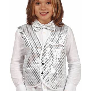 👉 Paillet polyester zilver One-Size Color-Zilver Fiestas Guirca verkleedvest junior 8434077174197