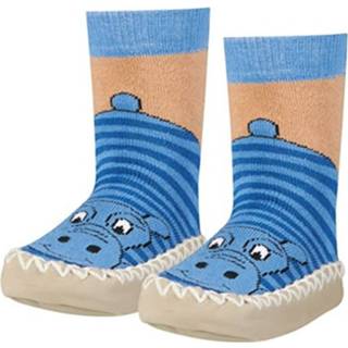 👉 Huisslof blauw beige katoen Color-Blauw Playshoes huissloffen Nijlpaard junior blauw/beige maat 23/26 4010952211061
