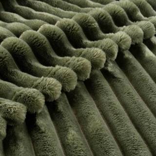 👉 Groen flanellen polyester x fleece plaid Geribbeld - Tijm XL 180 220 cm 6090449481472