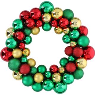 👉 Kerstkrans groen rood One Size no color 55 Ballen Groen-Rood-Goud 8711252265179