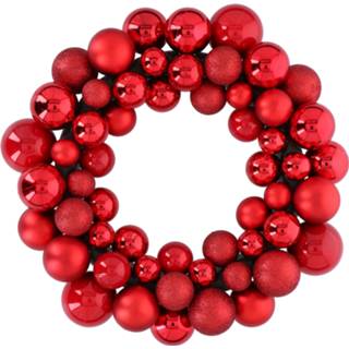 👉 Kerstkrans rood PVC Christmas Gifts - Ø 36 Cm 55 Ballen 8711252254012