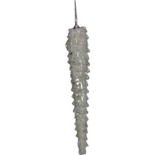 👉 Wit kunststof One Size Color-Wit Peha kersthanger ijspegel met glitter 25 cm 8712953695494