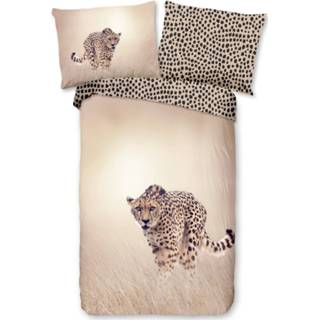 👉 Dekbedovertrek beige katoen One Size Color-Beige Good Morning Cheetah 140 x 220 cm 8717285180144