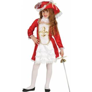 👉 Musketierspak wit rood polyester Color-Rood meisjes Fiestas Guirca wit/rood mt 7-9 8434077875254