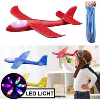👉 Vliegtuig foam schuim XXL groot One Size meerkleurig kinderen Decopatent® LED - zweefvliegtuig met Verlichting Buitenspeelgoed Werpvliegtuig Fighter Gliders Kinder Mix Kleuren 6426040686662