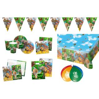 👉 Feestpakket groen karton kunststof One Size Color-Groen Folat Safari Party junior 8-delig 8714572002530