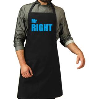 👉 Schort zwart blauw One Size mannen Mr Right cadeau zwart/blauw heren - kado barbecue voor huwelijk/verjaardag 8720576546987