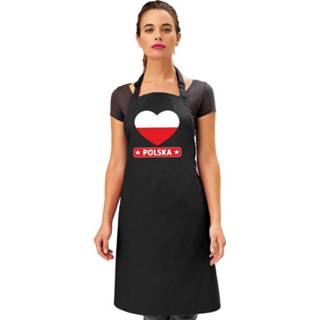 👉 Vlag zwart One Size mannen vrouwen Poolse in hart keukenschort/ barbecueschort heren en dames - I love Polen schort 8719538593121