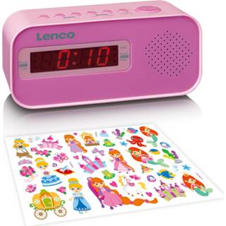 Wekkerradio roze Met Stickerset Lenco Cr-205pk 8711902065425