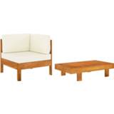 👉 Acaciahout Vidaxl 2-delige Loungeset Met Crèmewitte Kussens 8720286112328