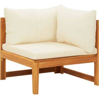 👉 Hoekbank acaciahout Vidaxl Met Crèmewitte Kussens Massief 8720286380284