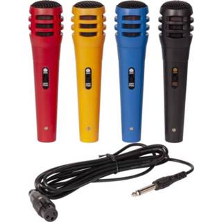 👉 Microfoon rood geel blauw zwart Ltc 15-3021 Assortiment Van 4 Microfoons - Xlr / Jack 6,35 Mm Snoer Rood, Geel, En 5420047137159