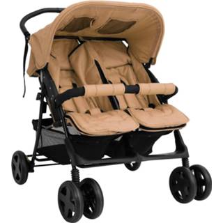 👉 Staal Vidaxl Tweelingkinderwagen Taupe 8720286506196