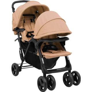 👉 Staal Vidaxl Tweelingkinderwagen Tandem Taupe 8720286506257