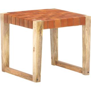 👉 Kruk bruin leer mannen Vidaxl Echt En Massief Mangohout Lichtbruin 8720286067611
