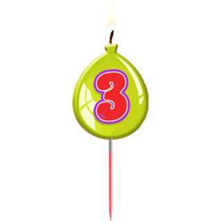 👉 Kaars geel rood wax Folat Ballon '3' 11 Cm Geel/rood 8719817815470