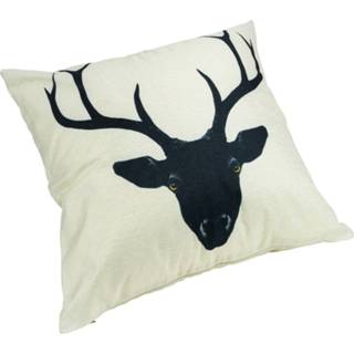 👉 Kussenslop zwart beige Quvio Kussensloop 45 X Cm Met Rendierhoofd - 8719688036042